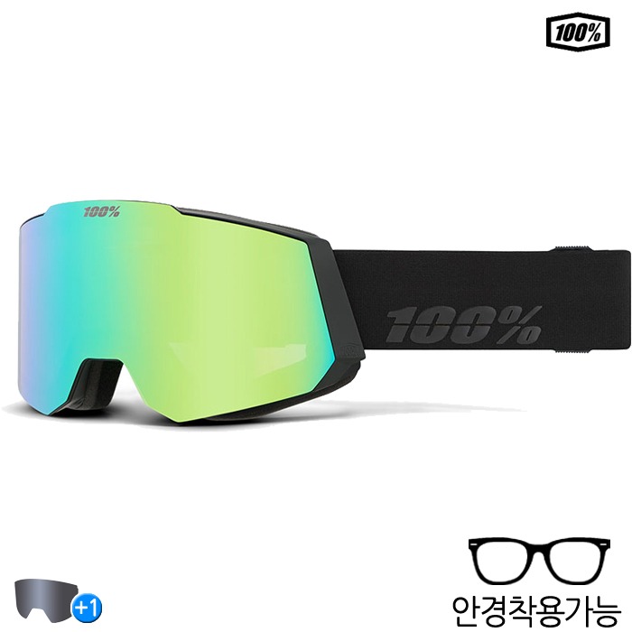 100% 스키 고글 SNOWCRAFT AF HiPER Goggle Black/ Green